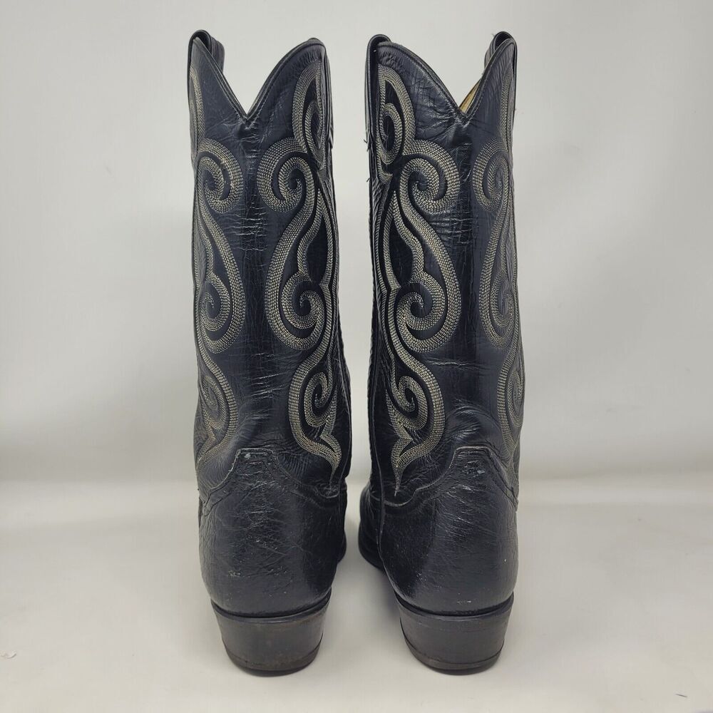 Tony Lama Boots Mens 8.5D Black Leather Western Cowboy Rodeo Embroidered 8410 - Picture 7 of 11